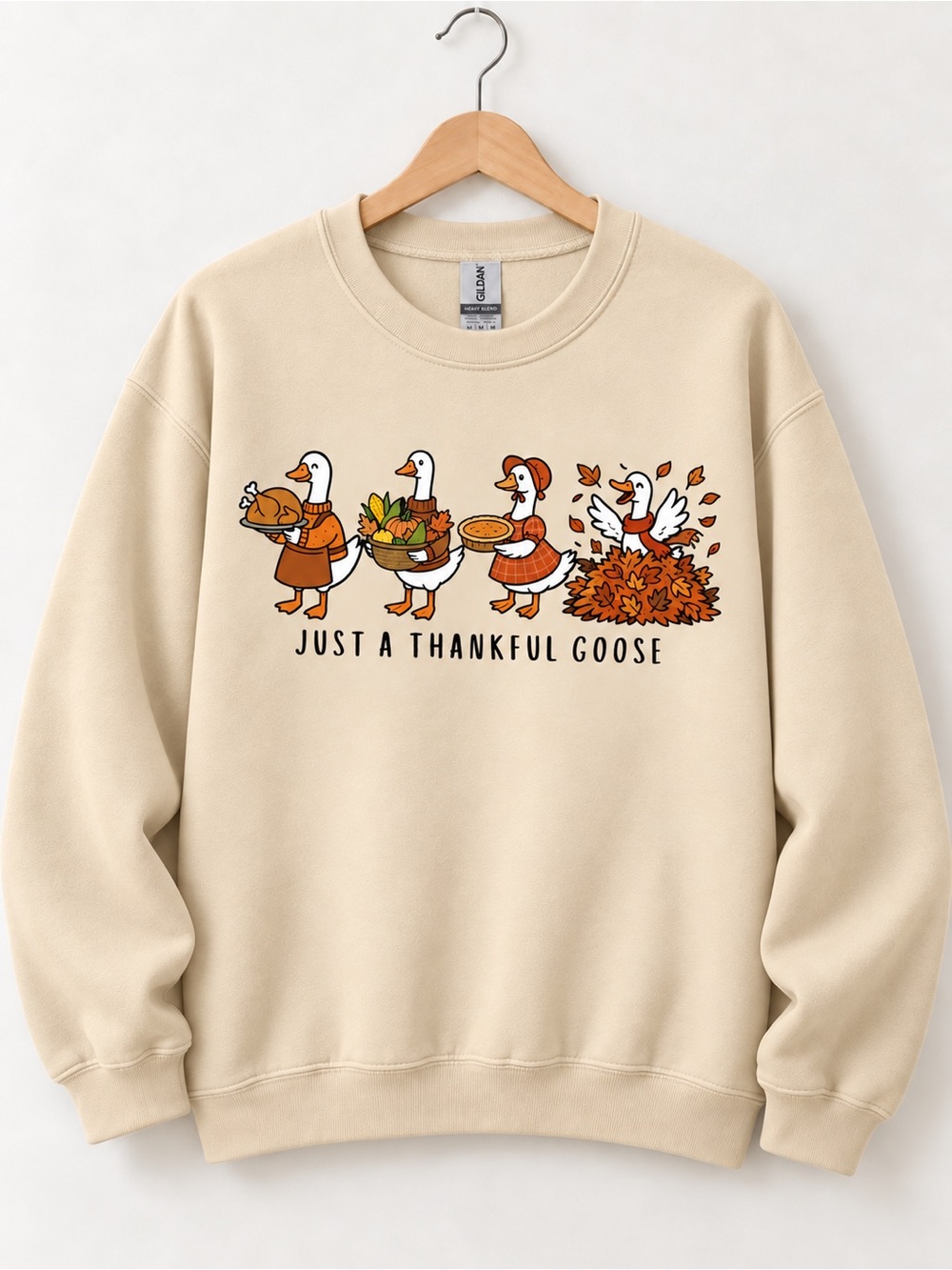Just a Thankful Goose Graphic Unisex Sweatshirt Thanksgiving Fall Crewneck